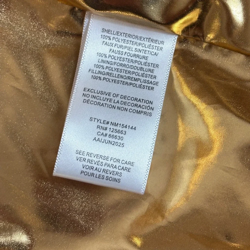 Nicole Miller New York Womens Black Gold Puffer‎ Jacket Metallic Hooded Size M